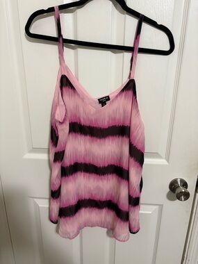 Torrid Sophie Pink & Black Abstract Striped Chiffon Cami Top Size 0x